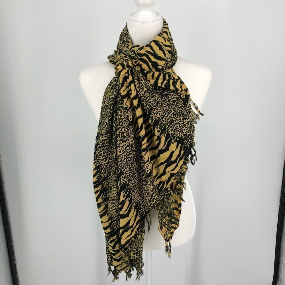 Handmade Animal Print Fringe Scarf